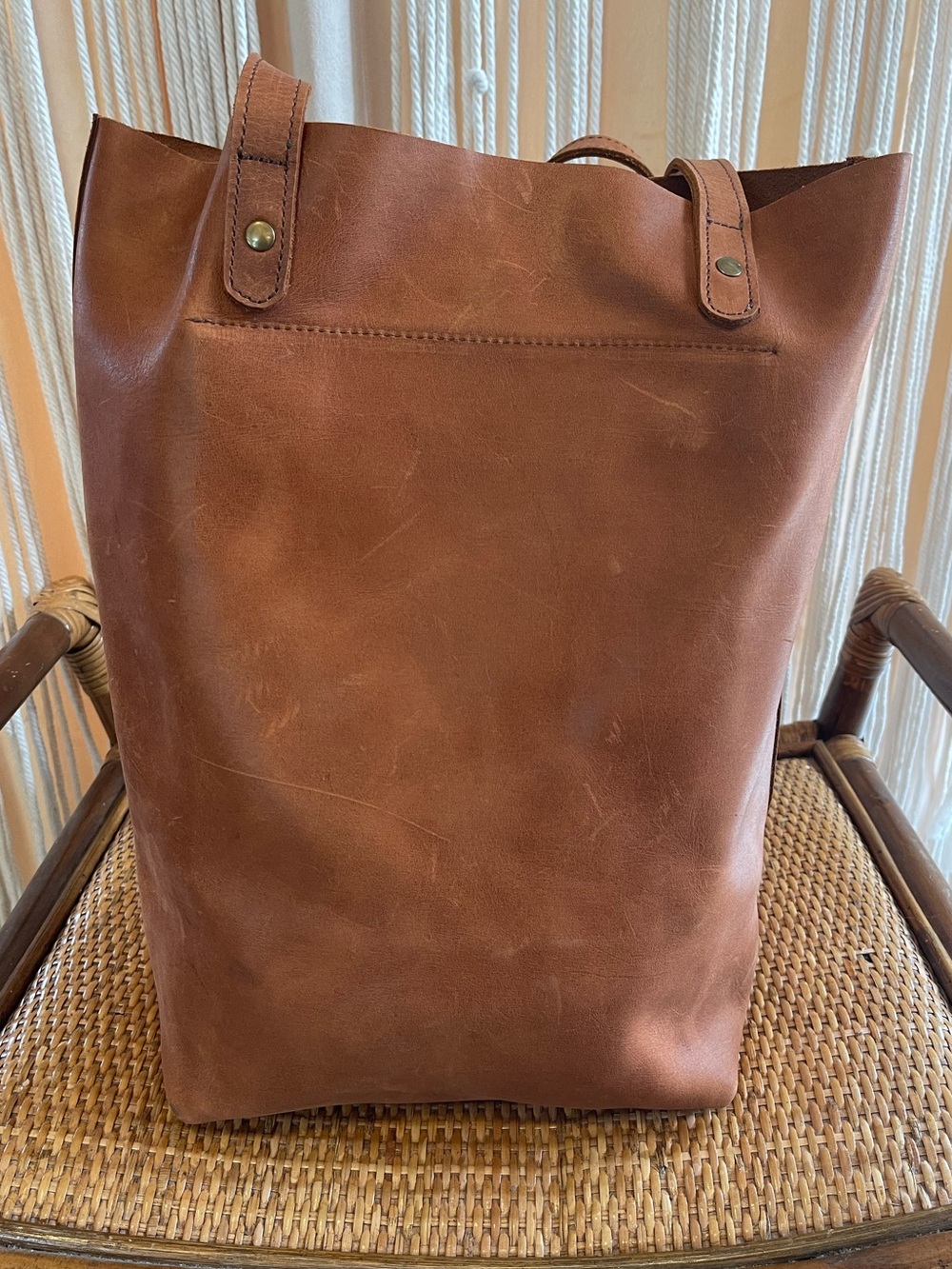 Parker Clay Leather Tote bag Rust Brown classic Open Top design - Picture 5 of 16